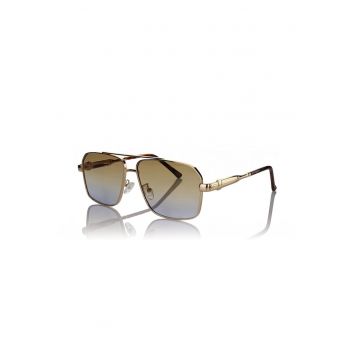 Ochelari de soare aviator cu model unisex - Auriu/Maro inchis