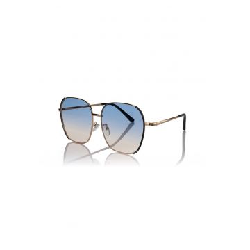 Ochelari de soare aviator cu model unisex - Auriu/Maro pamantiu