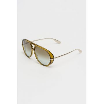Ochelari de soare aviator cu model unisex - Verde masliniu/Argintiu