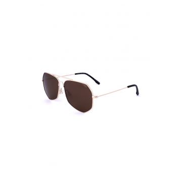 Ochelari de soare aviator unisex hexagonali Cuervo - Auriu