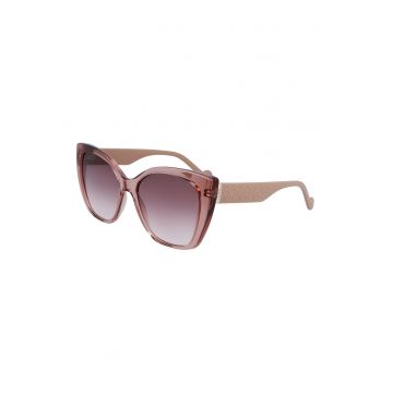 Ochelari de soare cat-eye cu lentile in degrade - Coral/Maro camel