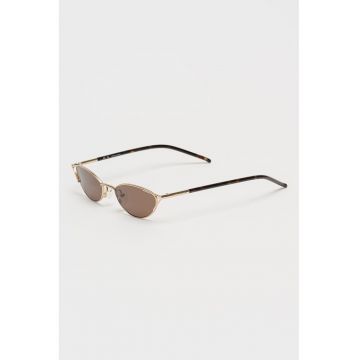 Ochelari de soare cat-eye cu lentile uni - Auriu/Maro inchis