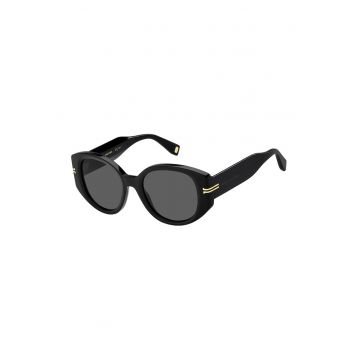 Ochelari de soare cat-eye cu logo pe brate - Negru