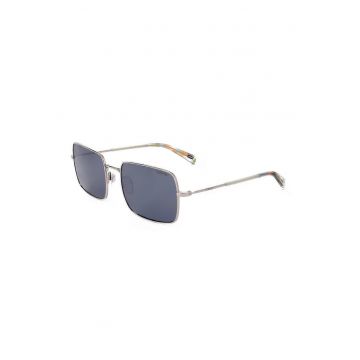 Ochelari de soare dreptunghiulari cu lentile model grafic si model unisex - Argintiu