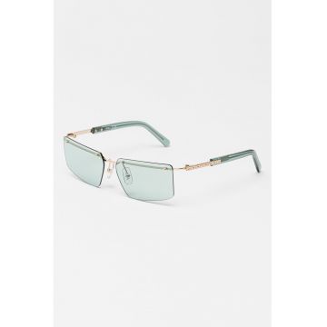 Ochelari de soare dreptunghiulari cu rama metalica - Auriu