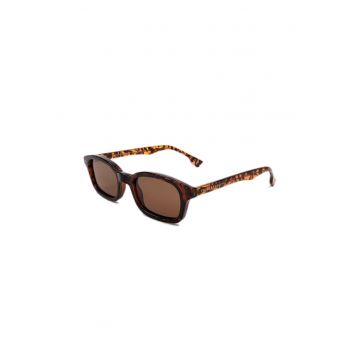 Ochelari de soare dreptunghiulari unisex cu model tortoise - Maro inchis/Bej