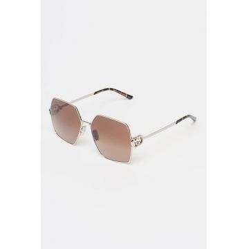 Ochelari de soare hexagonali cu lentile degrade - Maro cognac/Argintiu