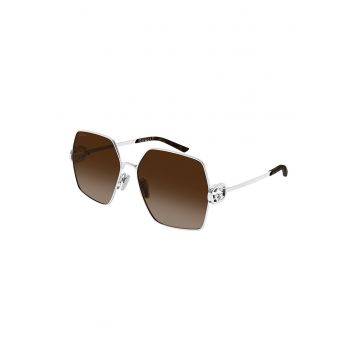 Ochelari de soare hexagonali cu lentile degrade - Maro cognac/Argintiu