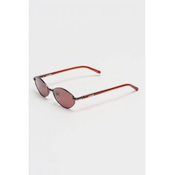 Ochelari de soare ovali cu lentile uni - Rosu/Auriu rose