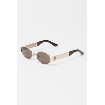 Ochelari de soare ovali cu rama metalica - Auriu/Negru stins