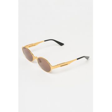 Ochelari de soare ovali cu rama metalica si model unisex - Auriu/Negru