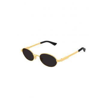 Ochelari de soare ovali cu rama metalica si model unisex - Auriu/Negru
