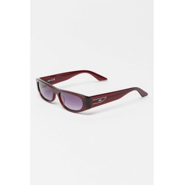 Ochelari de soare ovali unisex cu logo - Rosu inchis