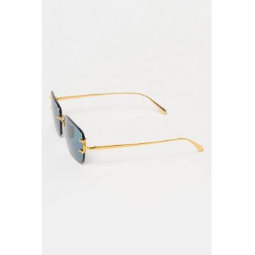 Ochelari de soare patrati cu lentile uni si model unisex - Auriu