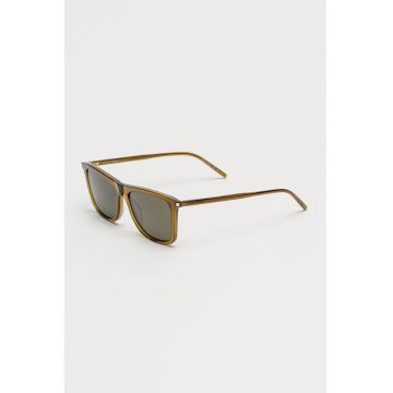 Ochelari de soare patrati cu lentile uni si model unisex - Maro pamantiu