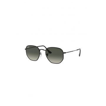 Ochelari de soare patrati unisex cu rama metalica - Negru -