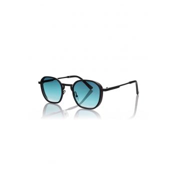 Ochelari de soare rotunzi cu model unisex - Negru