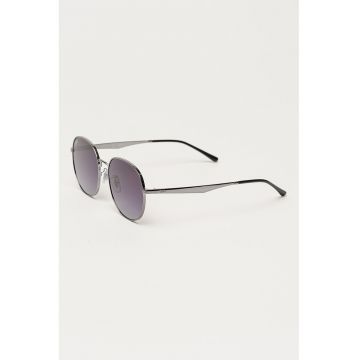 Ochelari de soare rotunzi unisex cu rama metalica - Argintiu inchis