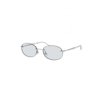 Ochelari de soare rotunzi unisex cu rama metalica - Argintiu inchis/Argintiu