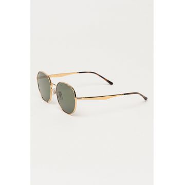 Ochelari de soare rotunzi unisex cu rama metalica - Auriu -