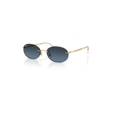 Ochelari de soare rotunzi unisex cu rama metalica - Auriu/Bleumarin