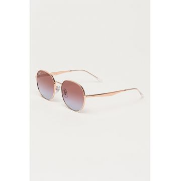 Ochelari de soare rotunzi unisex cu rama metalica - Auriu rose