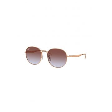 Ochelari de soare rotunzi unisex cu rama metalica - Auriu rose