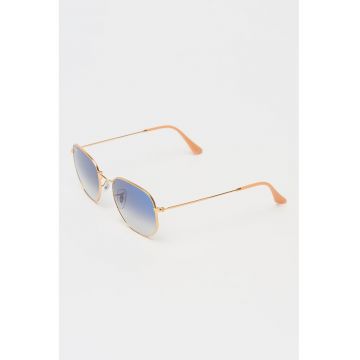 Ochelari de soare rotunzi unisex cu rama metalica - Auriu -