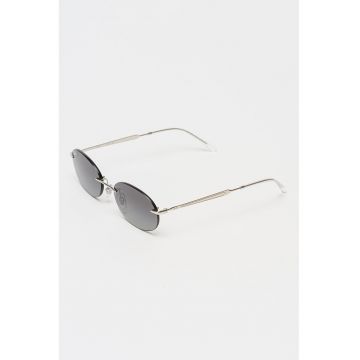 Ochelari de soare rotunzi unisex cu rama metalica - Gri deschis/Argintiu