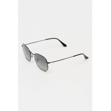 Ochelari de soare rotunzi unisex cu rama metalica - Negru -
