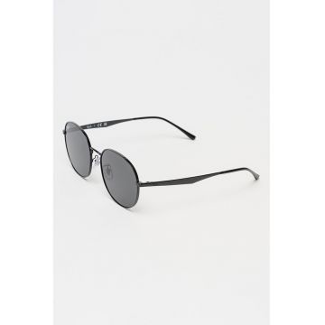 Ochelari de soare rotunzi unisex cu rama metalica - Negru -