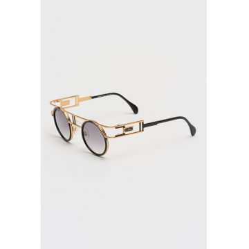 Ochelari de soare rotunzi unisex cu rame metalice - Auriu/Negru