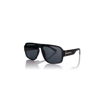 Ochelari de soare shield cu lentile polarizate si model unisex - Auriu/Negru