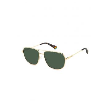 Ochelari de soare aviator cu model unisex si lentile polarizate - Auriu