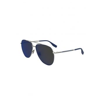Ochelari de soare aviator cu model unisex si rama metalica - Albastru inchis/Argintiu