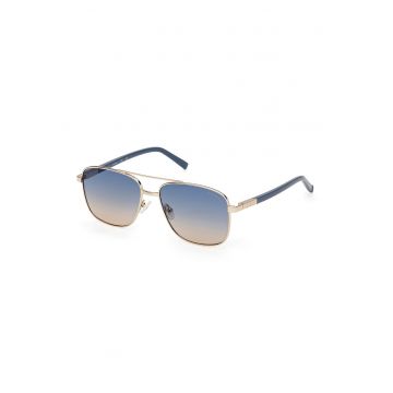 Ochelari de soare aviator unisex cu rama metalica - Auriu/Albastru prafuit