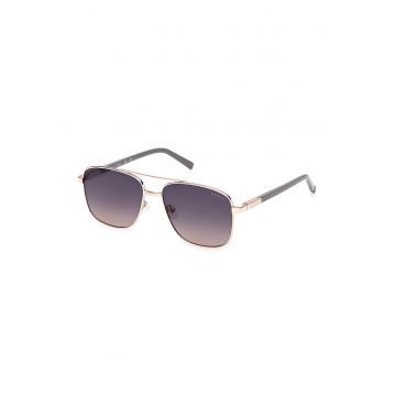 Ochelari de soare aviator unisex cu rama metalica - Auriu/Gri deschis