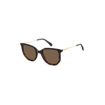 Ochelari de soare cat-eye cu lentile polarizate - Auriu/Maro inchis