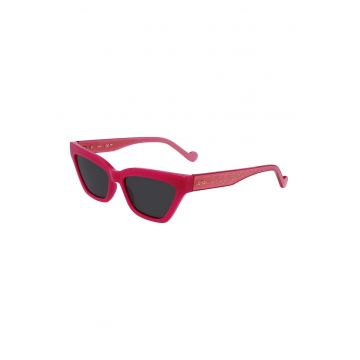 Ochelari de soare cat-eye cu rama cu model logo - Fucsia
