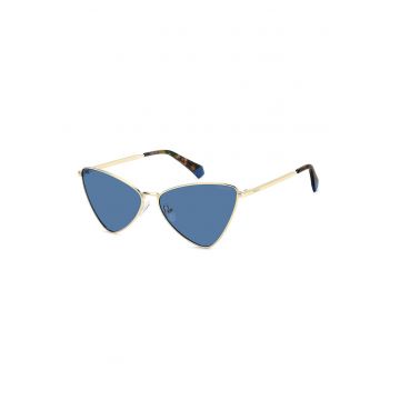 Ochelari de soare cat-eye cu rama din otel inoxidabil - Auriu/Maro