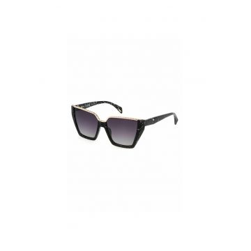Ochelari de Soare Dama  SPLL33V570869 - Lentile ø57 mm - Protectie UV400 - Cadru Acetat Negru/Gri - Husa Inclusa