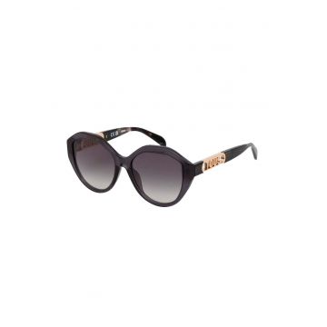 Ochelari de Soare Dama  STOB90-550705 - Lentile Ø55 mm Policarbonat - Protectie UV400 - Rama Acetat Negru/Gri - Include Husa