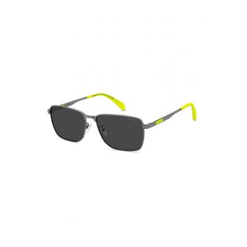 Ochelari de soare dreptunghiulari cu lentile polarizate - Negru/Verde lime