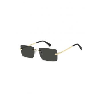 Ochelari de soare dreptunghiulari cu rama din otel si model unisex - Auriu/Negru