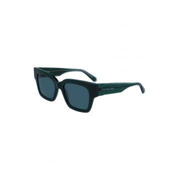 Ochelari de soare dreptunghiulari unisex cu logo - Albastru petrol
