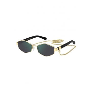 Ochelari de soare hexagonali cu lant detasabil - Auriu/Negru