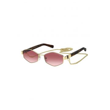 Ochelari de soare hexagonali cu lentile oglinda - Auriu/Maro inchis/Portocaliu