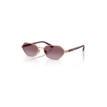 Ochelari de soare hexagonali cu rama metalica - Violet prafuit/Auriu rose