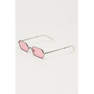 Ochelari de soare hexagonali unisex - Argintiu/Transparent