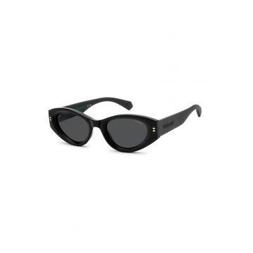 Ochelari de soare ovali cu logo discret - Negru